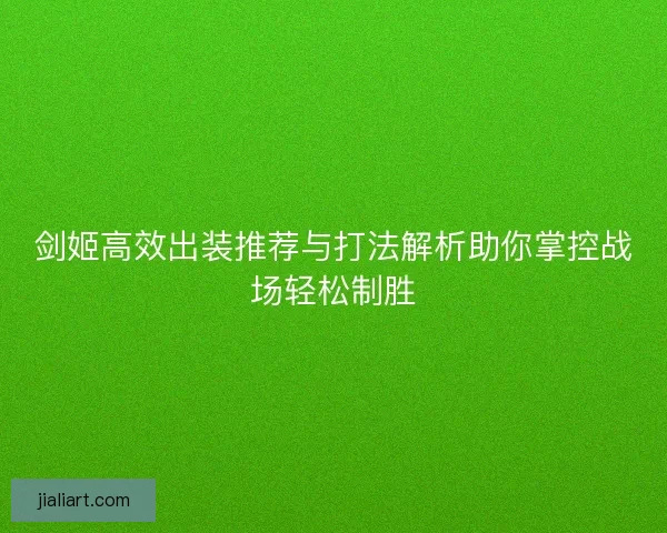 剑姬高效出装推荐与打法解析助你掌控战场轻松制胜