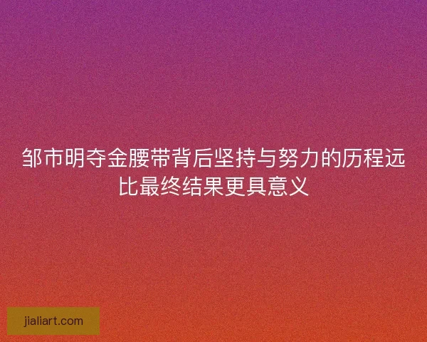 邹市明夺金腰带背后坚持与努力的历程远比最终结果更具意义