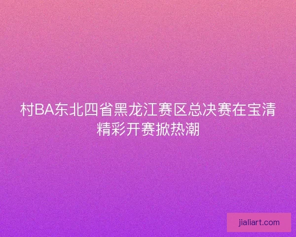 村BA东北四省黑龙江赛区总决赛在宝清精彩开赛掀热潮